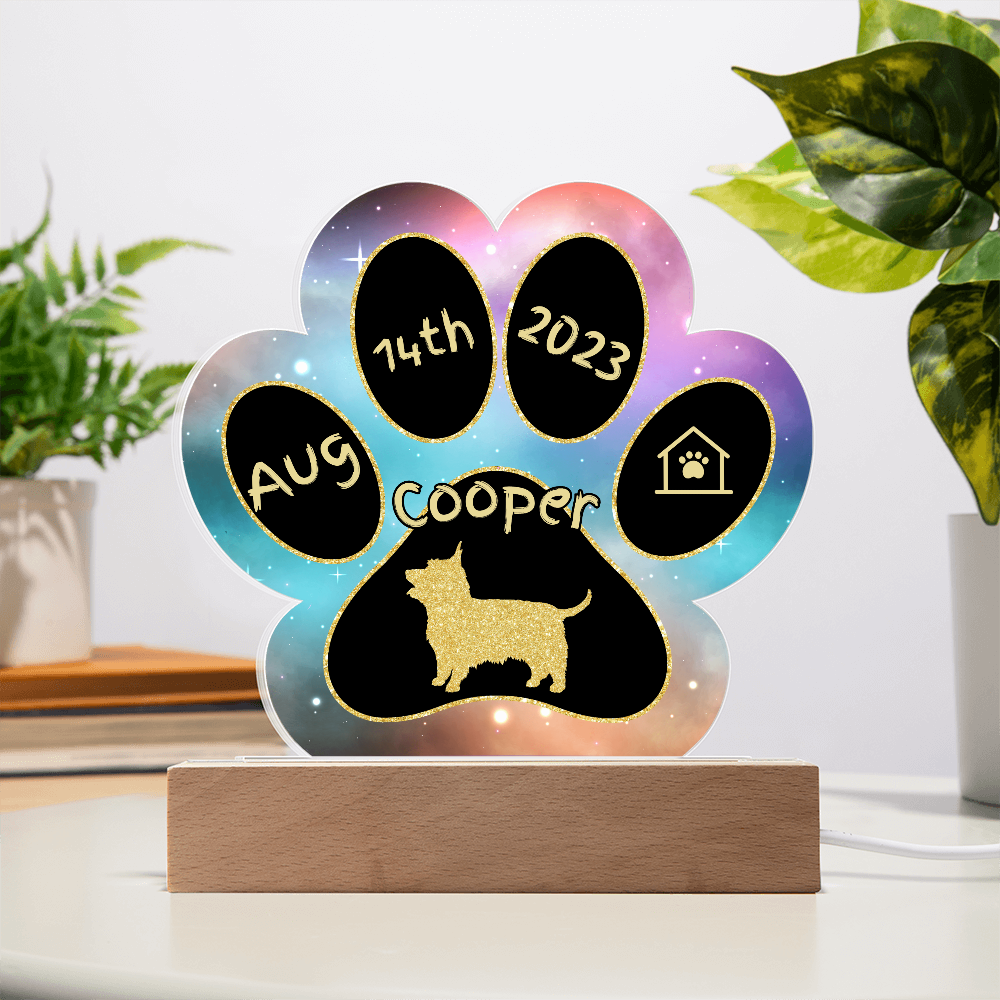 7" Acrylic Paw Print Plaque - Silky Terrier - Personalized Small Dog Gift for Terrier Lovers