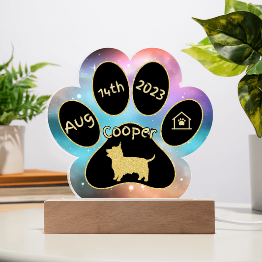 7" Acrylic Paw Print Plaque - Silky Terrier - Personalized Small Dog Gift for Terrier Lovers