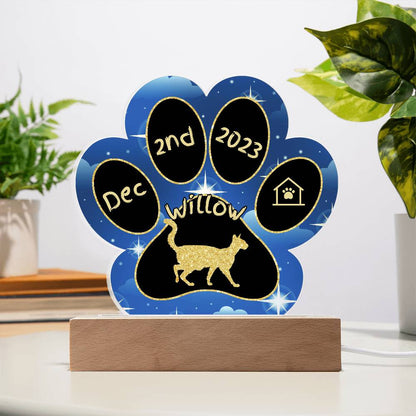 Oriental Longhair cat 7" custom paw print Gotcha Day acrylic plaque