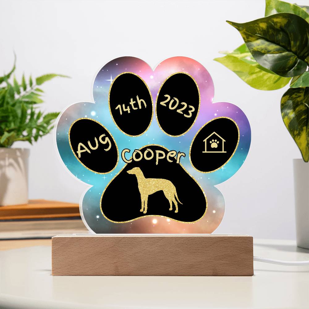 Sloughi - Personalized Dog Gotcha Day 7" Acrylic Paw Print Plaque