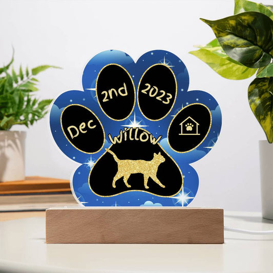 California Spangled cat 7" custom Gotcha Day paw print acrylic plaque
