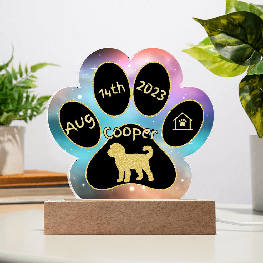 Whoodle - Personalized Dog Gotcha Day 7" Acrylic Paw Print Plaque
