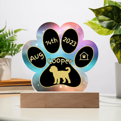 Whoodle - Personalized Dog Gotcha Day 7" Acrylic Paw Print Plaque