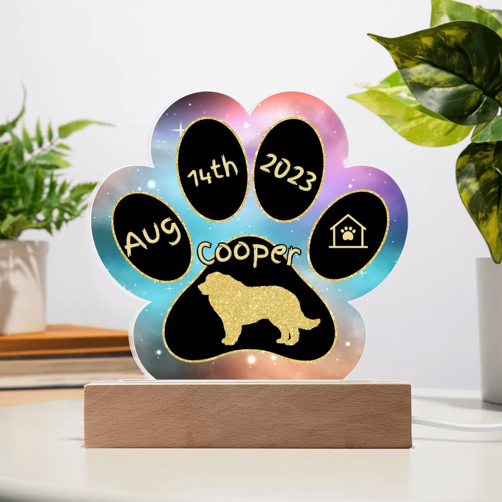Great Pyrenees - Personalized Dog Gotcha Day 7" Acrylic Paw Print Plaque