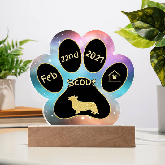 7" Acrylic Paw Print Plaque - Pembroke Welsh Corgi - Personalized Short-Legged Dog Gift, Custom Gotcha Day Plaque for Corgi Lovers
