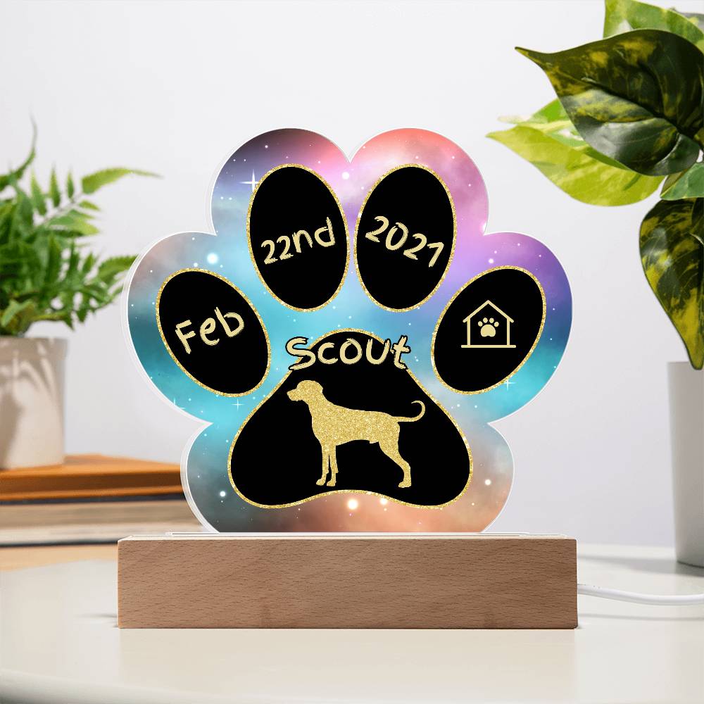 Weimaraner - Personalized Dog Gotcha Day 7" Acrylic Paw Print Plaque