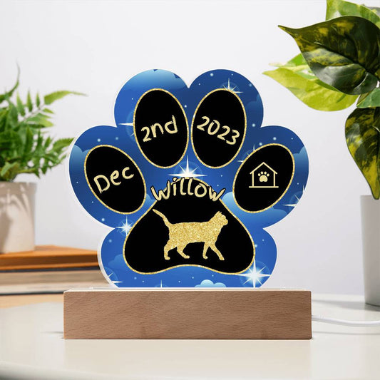 American Shorthair Cat Gotcha Day Plaque - Custom 7" LED Acrylic Paw Print Pet Celebration Gift