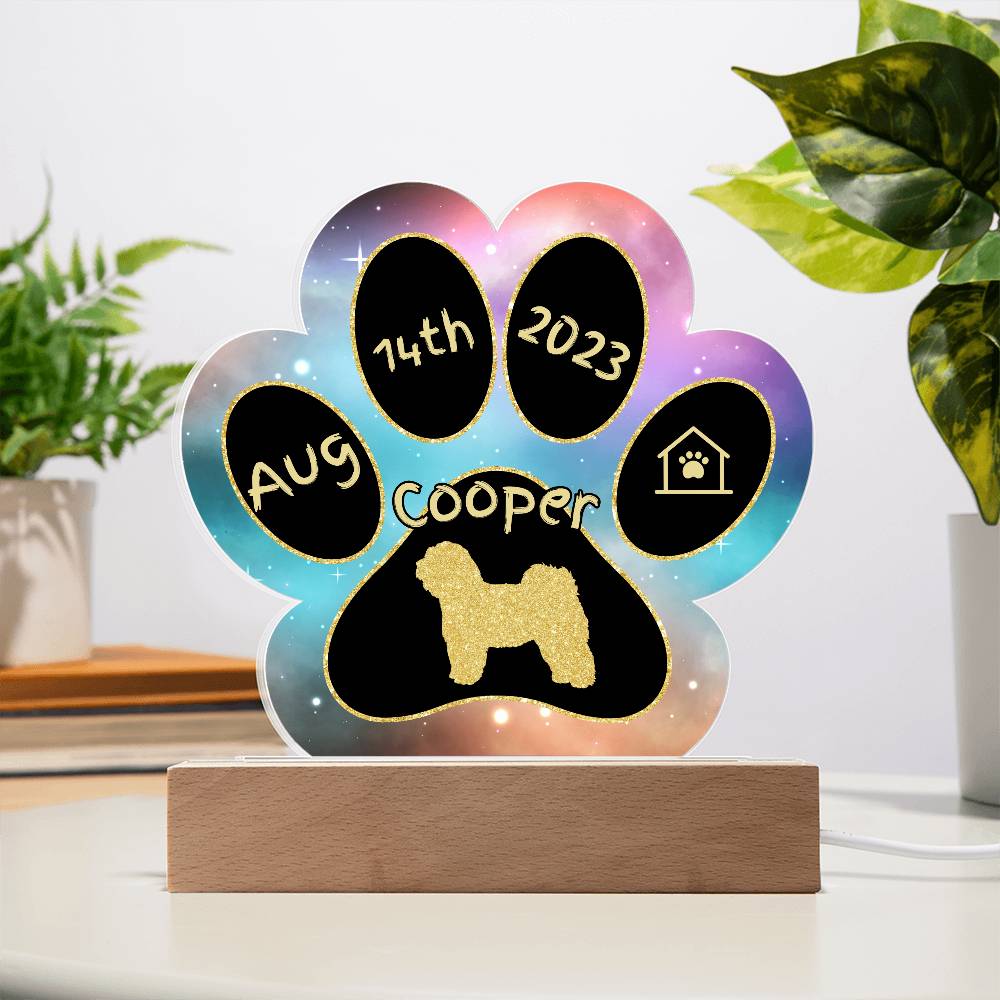 Tibetan Terrier - Personalized Dog Gotcha Day 7" Acrylic Paw Print Plaque