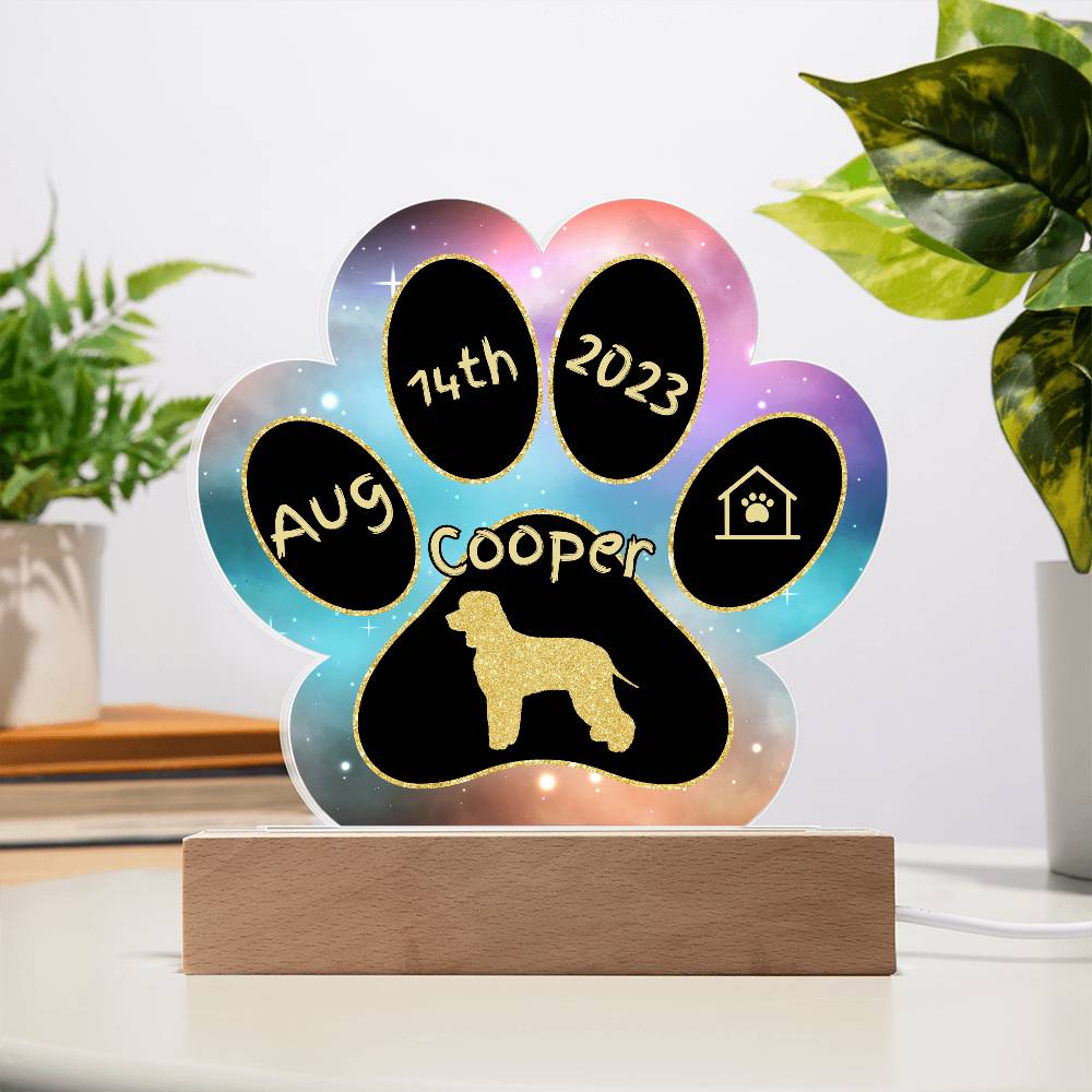 Irish Water Spaniel - Personalized Dog Gotcha Day 7" Acrylic Paw Print Plaque