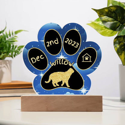 Foldex cat 7 inch Gotcha Day plaque with custom acrylic paw print