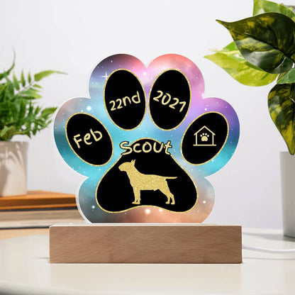 Bull Terrier - Personalized Dog Gotcha Day 7" Acrylic Paw Print Plaque