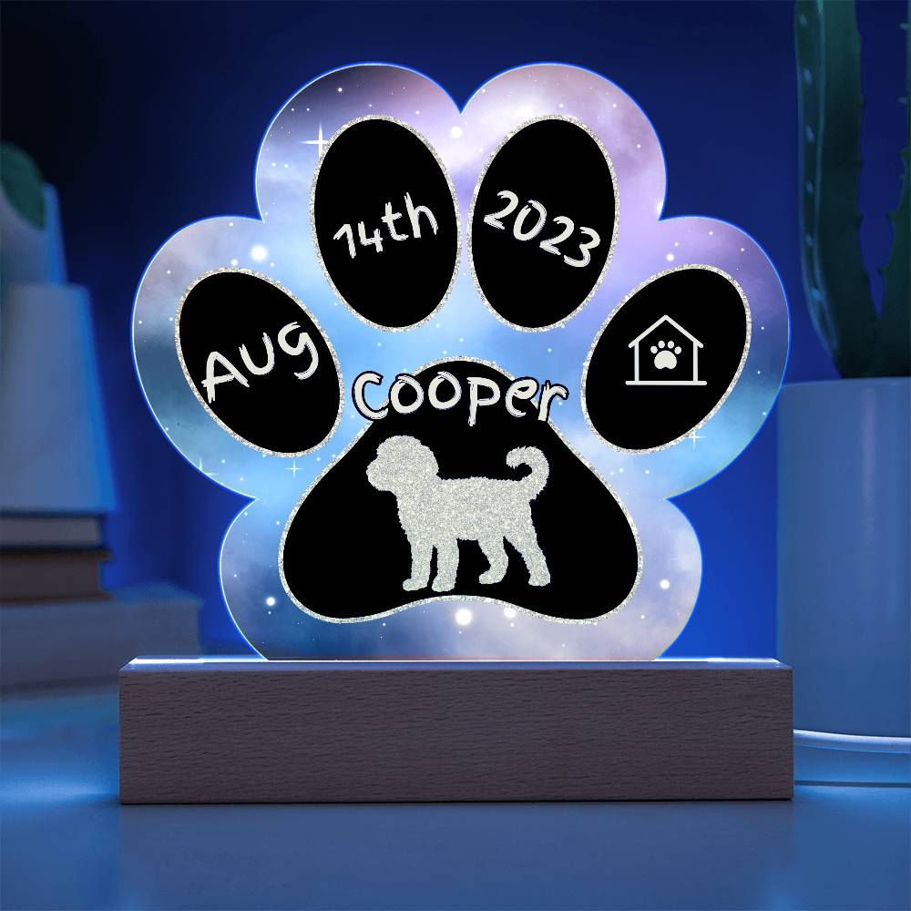 Whoodle - Personalized Dog Gotcha Day 7" Acrylic Paw Print Plaque