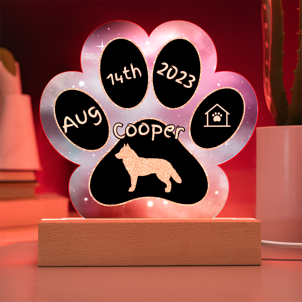 Alaskan Husky  - Personalized Dog Gotcha Day 7" Acrylic Paw Print Plaque