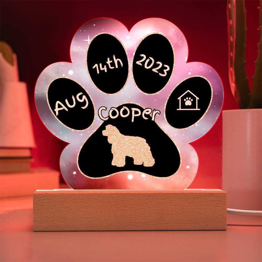 American Cocker Spaniel - Personalized Dog Gotcha Day 7" Acrylic Paw Print Plaque