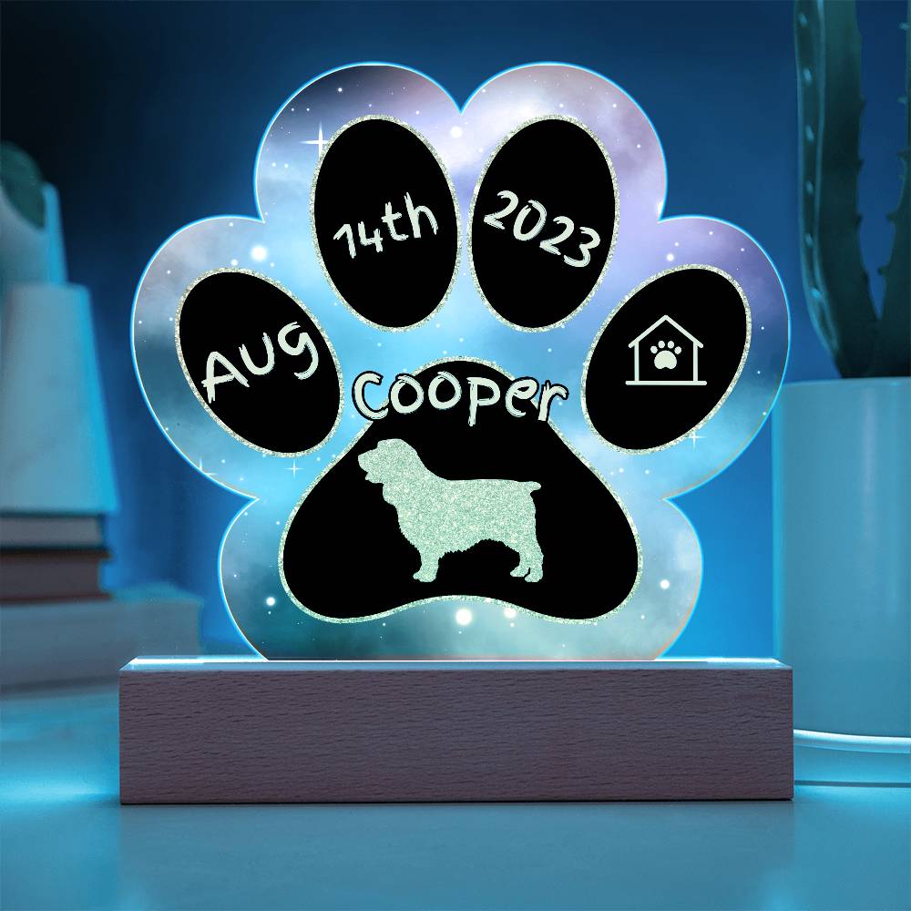 English Cocker Spaniel - Personalized Dog Gotcha Day 7" Acrylic Paw Print Plaque