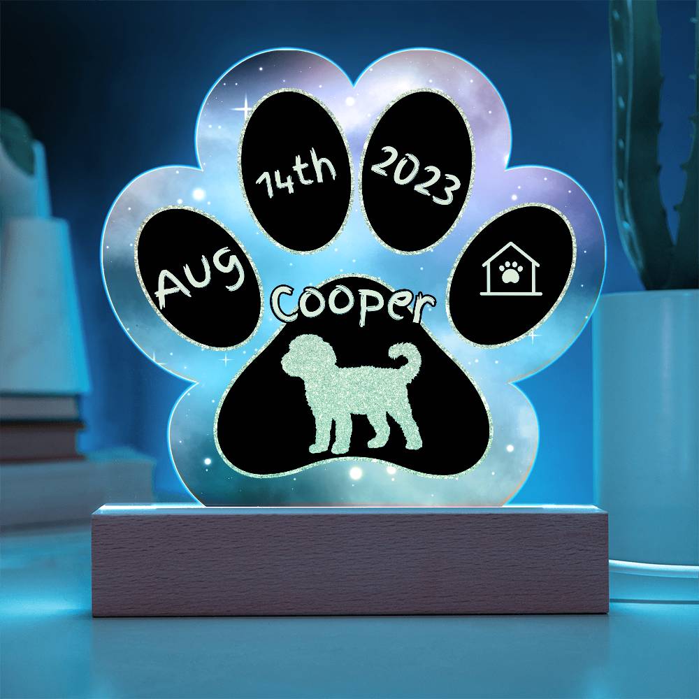 Whoodle - Personalized Dog Gotcha Day 7" Acrylic Paw Print Plaque