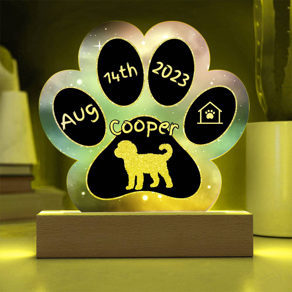 Whoodle - Personalized Dog Gotcha Day 7" Acrylic Paw Print Plaque
