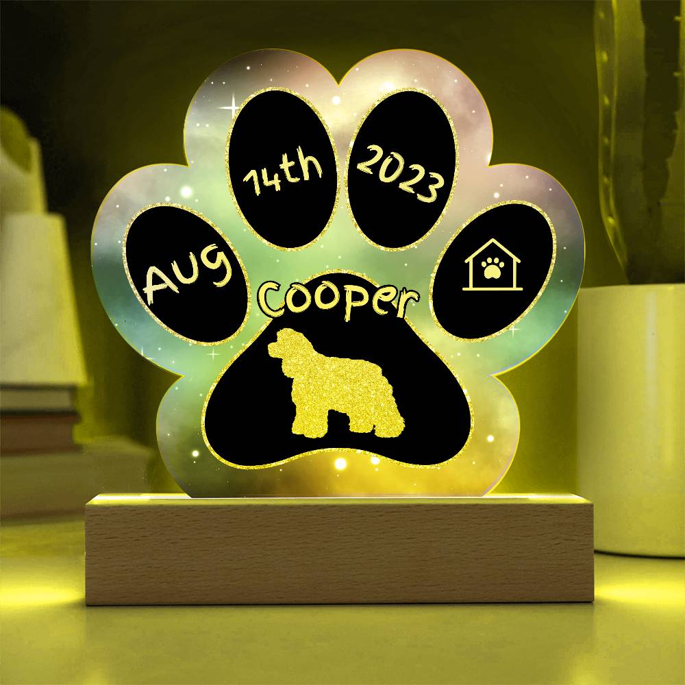 American Cocker Spaniel - Personalized Dog Gotcha Day 7" Acrylic Paw Print Plaque