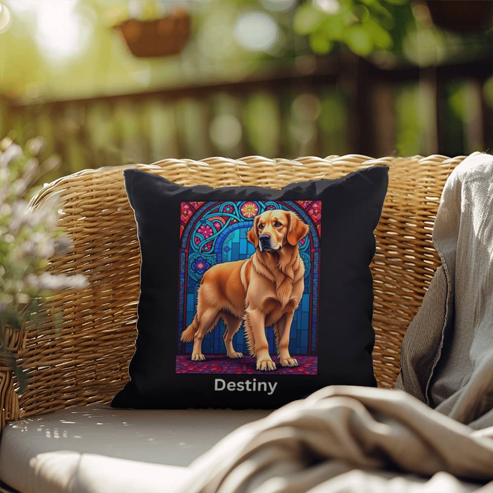 Light Golden Retriever personalized indoor/outdoor pillow, dog lover home or patio throw