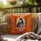 Siberian Husky Black & White Coat (Amber Eyes) Pillow, Indoor Outdoor Dog Cushion, Personalized