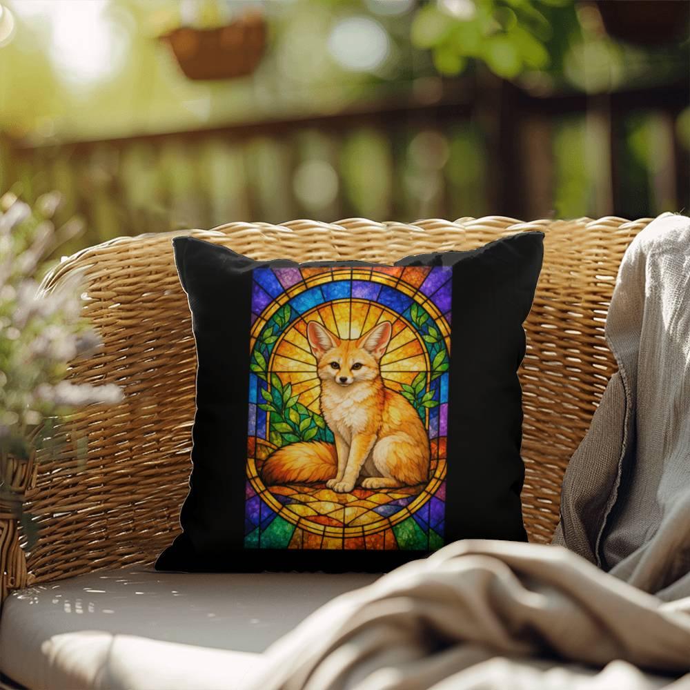 Shop our premium fennec fox stained glass style throw pillow from MySisterIsASurvivor.