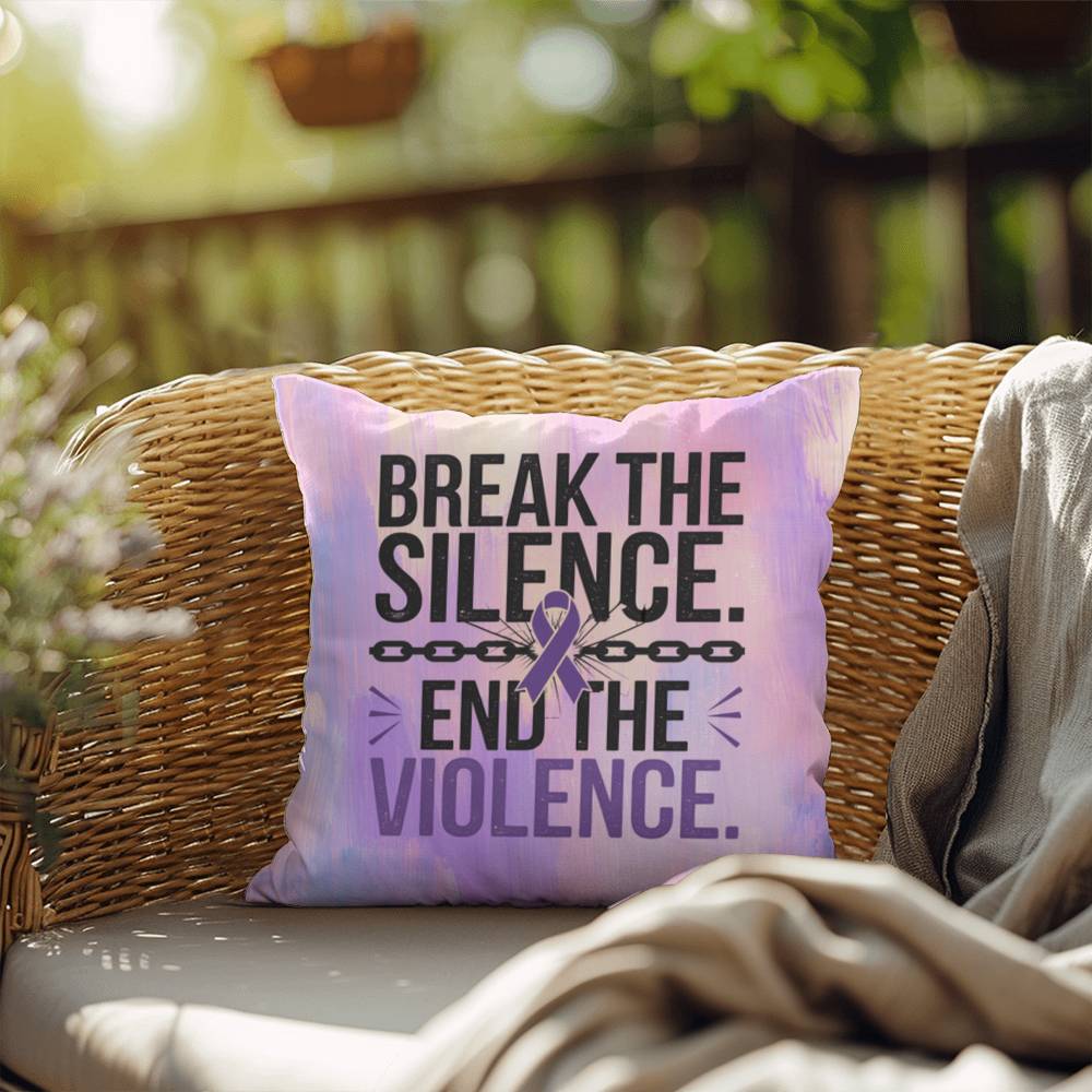 Rise & Reclaim Indoor/Outdoor Pillow – Break the Silence, End Violence