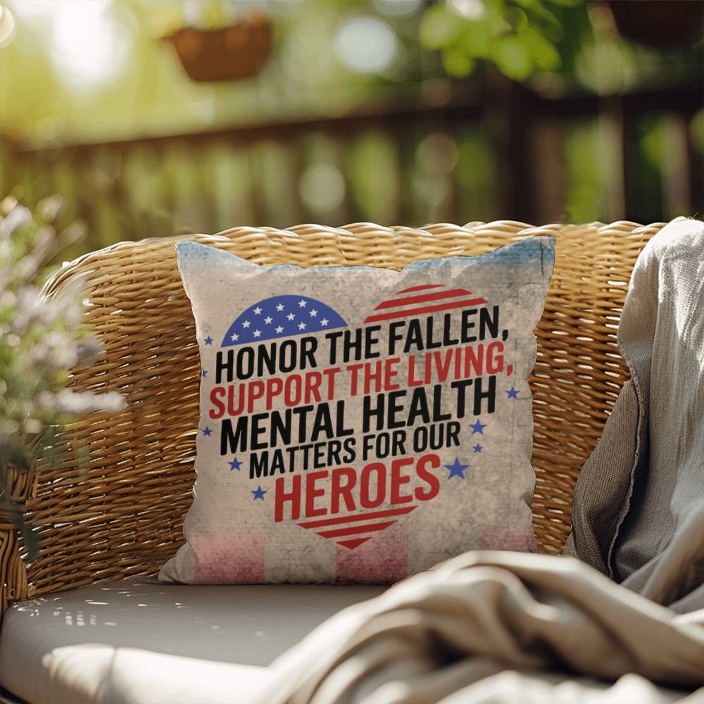 Honor the Fallen personalized indoor outdoor pillow for veteran remembrance, Memorial Day tribute, and PTSD awareness