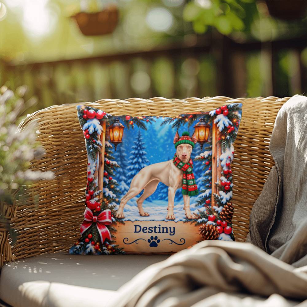 Doberman (White Coat) - Personalized Woodland Accent Pillow, Custom Name Gift for Dog Lovers