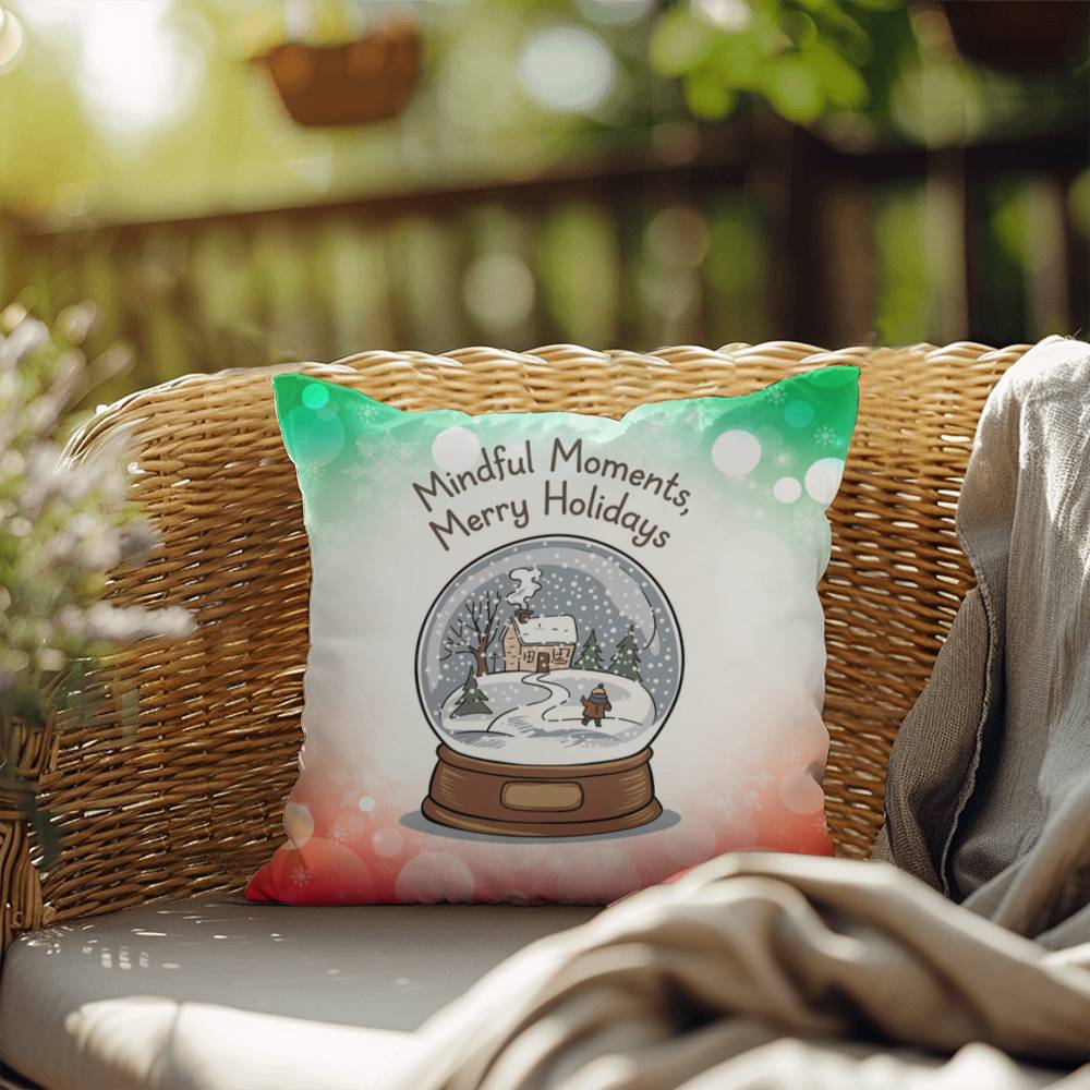 Mindful Moments, Merry Holidays Throw Pillow - Holiday mindfulness decorative Christmas pillow