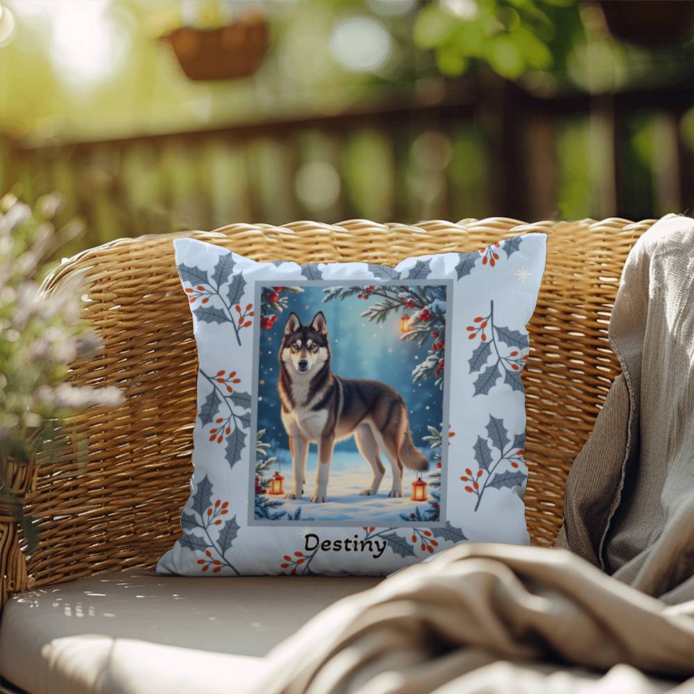 Husky Agouti & White Pillow - Arctic Husky throw pillow, cozy winter dog decor, personalized accent