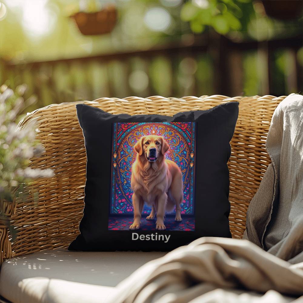 Light Cream Golden Retriever indoor/outdoor pillow, custom dog lover throw pillow for home