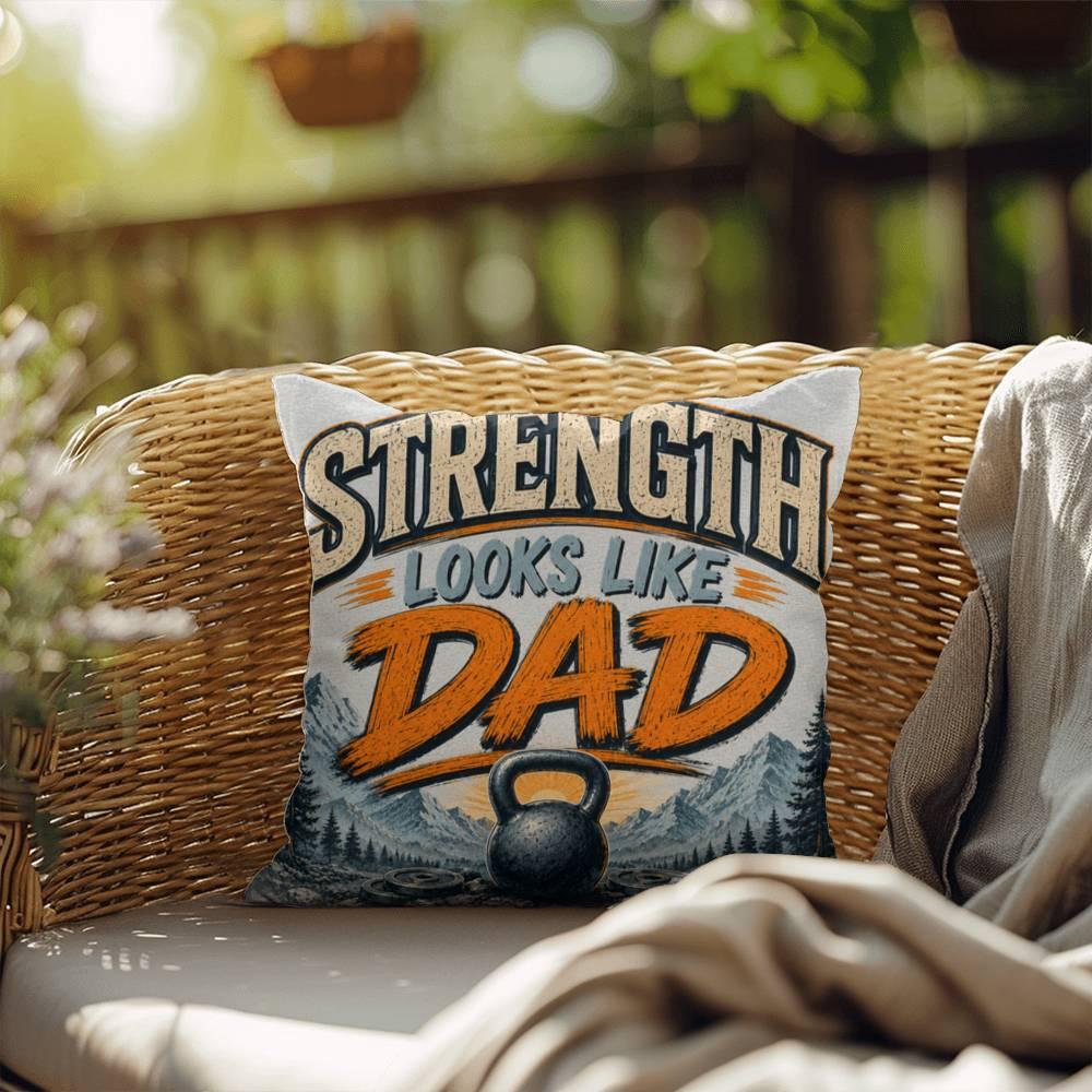 Shop our strength looks like dad throw pillow featuring the 20" x 20" style option from MySisterIsASurvivor.