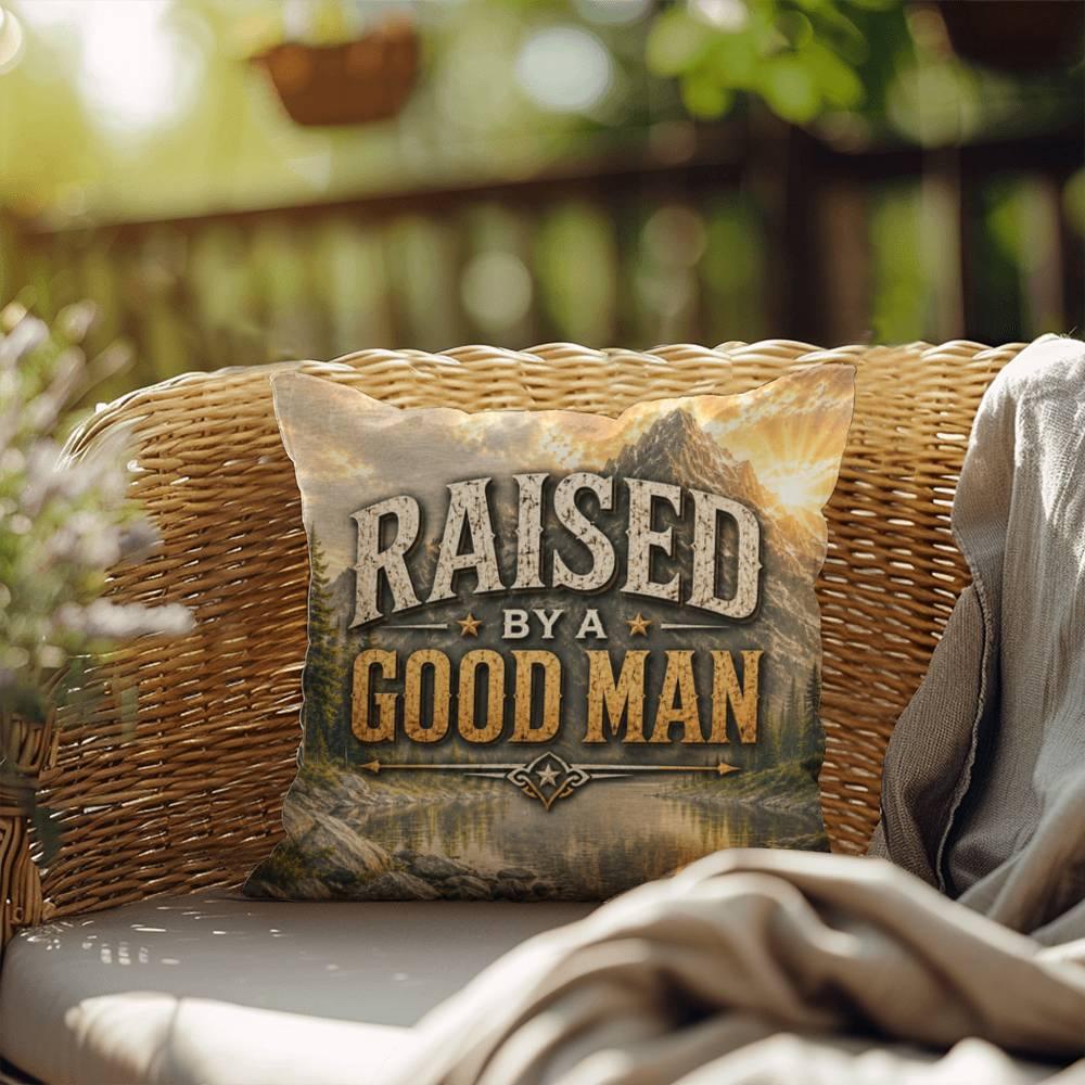 Shop our raised by a good man throw pillow featuring the 20" x 20" style option from MySisterIsASurvivor.