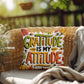 Gratitude Is My Attitude throw pillow with seasonal mindfulness quote and colorful autumn décor accent
