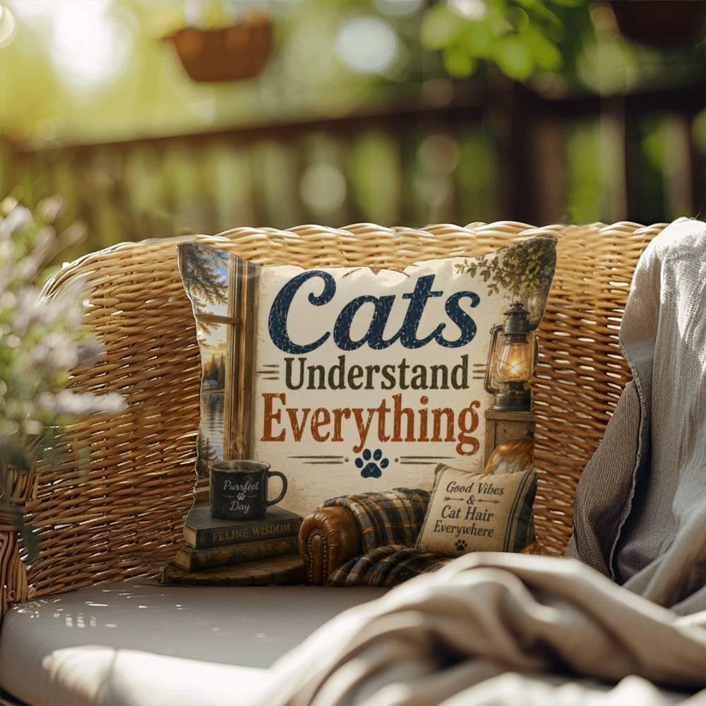 Shop our cats understand everything throw pillow featuring the 20" x 20" style option from MySisterIsASurvivor.