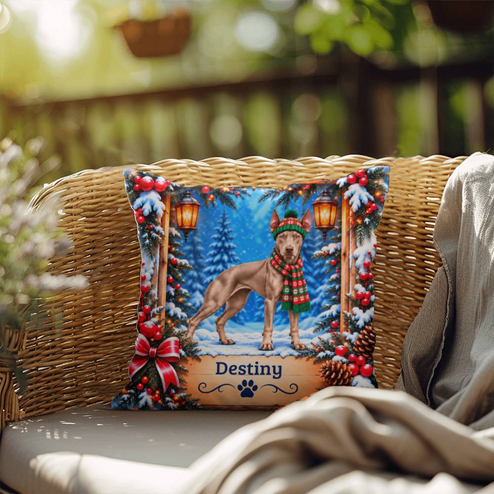 Doberman (Fawn Isabella Coat) - Personalized Throw Pillow, Winter Woodland Gift for Dog Lovers