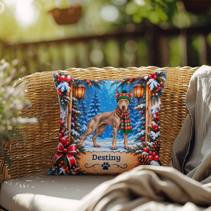 Doberman (Fawn Isabella Coat) - Personalized Throw Pillow, Winter Woodland Gift for Dog Lovers
