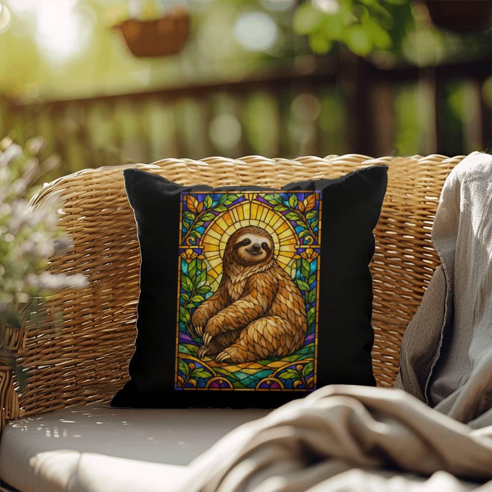 Shop our premium sloth stained glass style throw pillow from MySisterIsASurvivor.