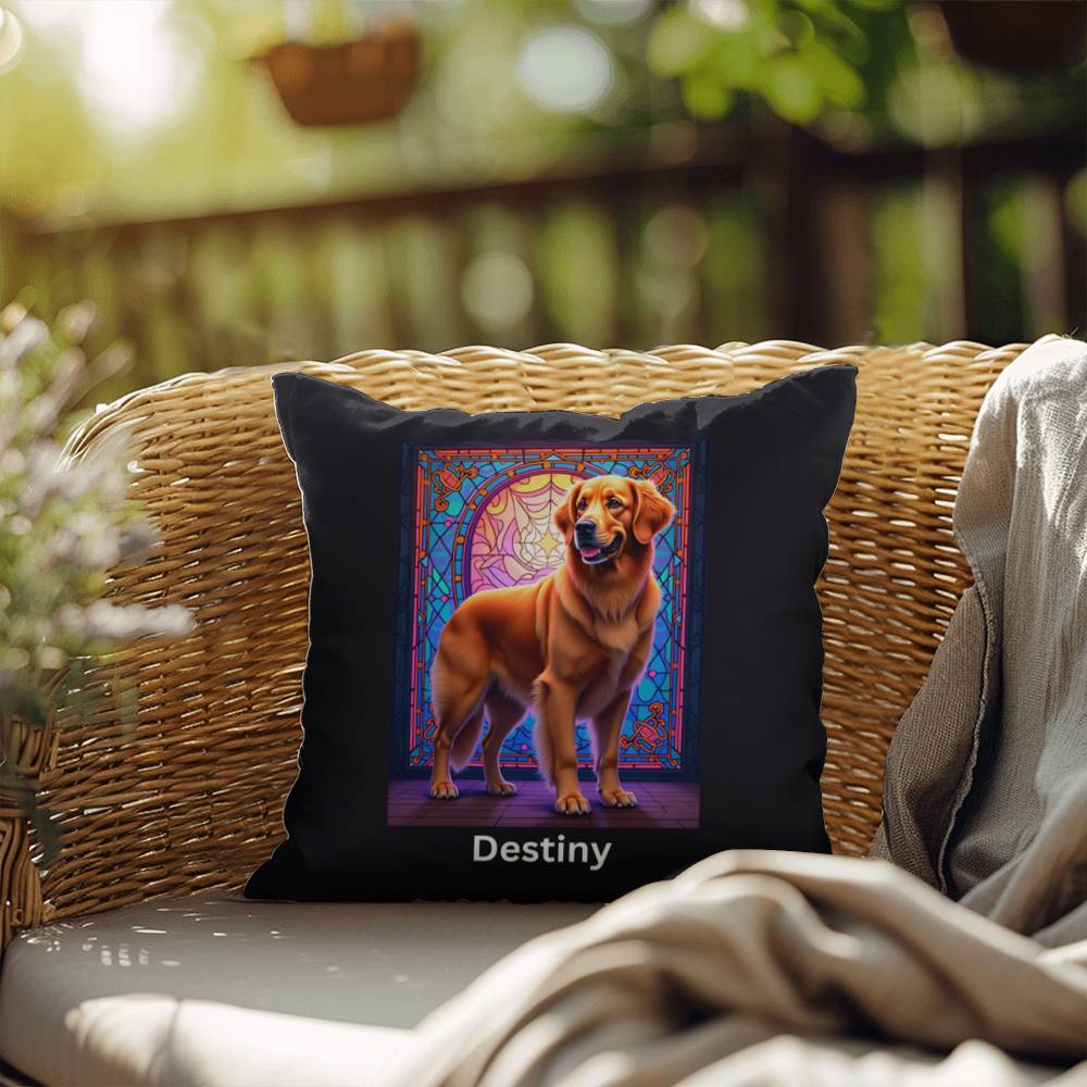 Dark Golden Retriever personalized indoor/outdoor pillow, dog lover home decor gift idea