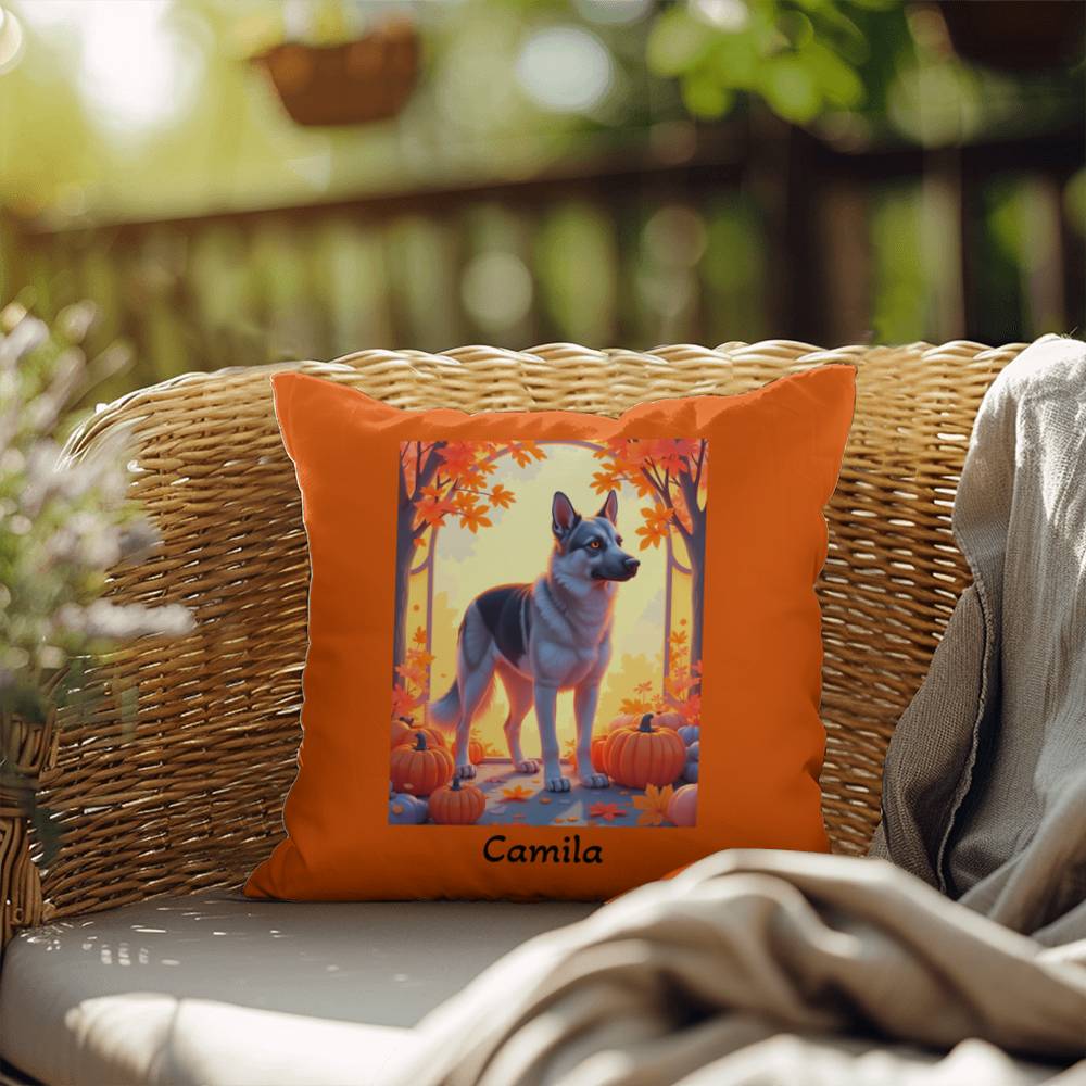 German Shepherd Black & Silver Coat Pillow, Custom Indoor Outdoor Dog Cushion for Dog Lovers