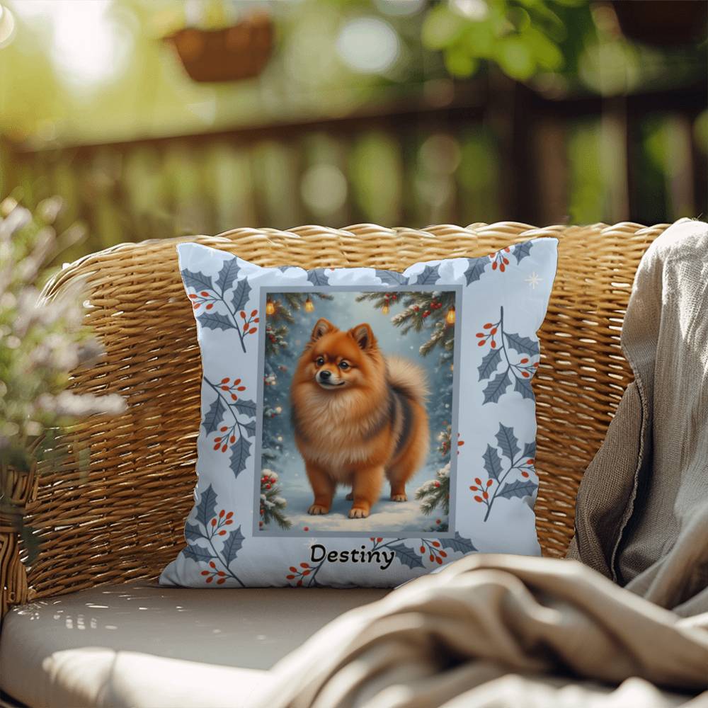 Pomeranian Orange Sable Pillow - Winter Pom throw pillow, seasonal dog decor, cozy indoor accent
