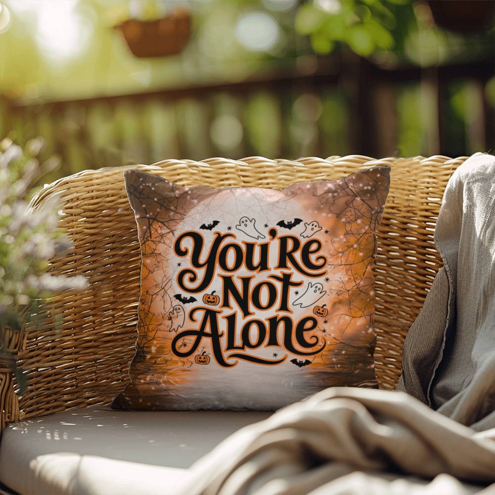 Indoor/outdoor mental health pillow with “You’re Not Alone” to promote comfort and support