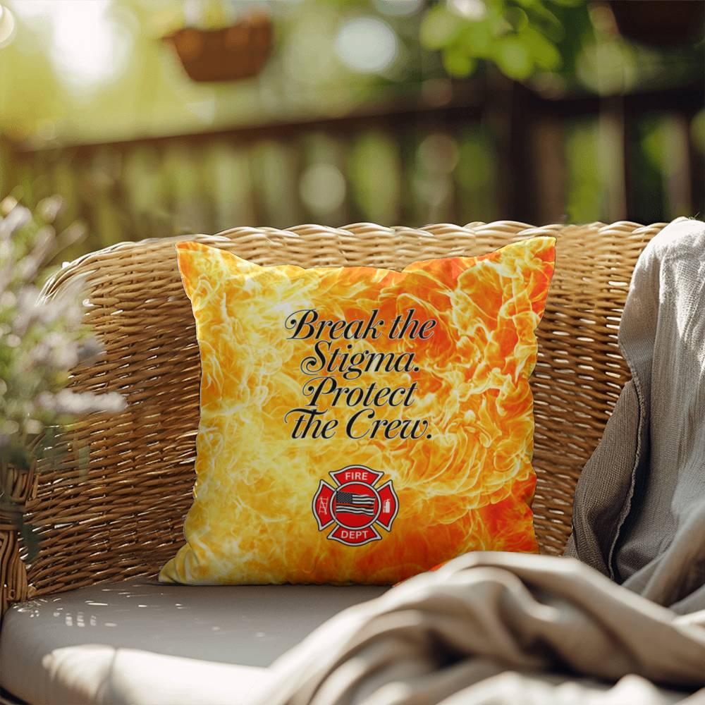 A custom pillow design encouraging mental health awareness for first responders. Designed to break the stigma and support the crew.