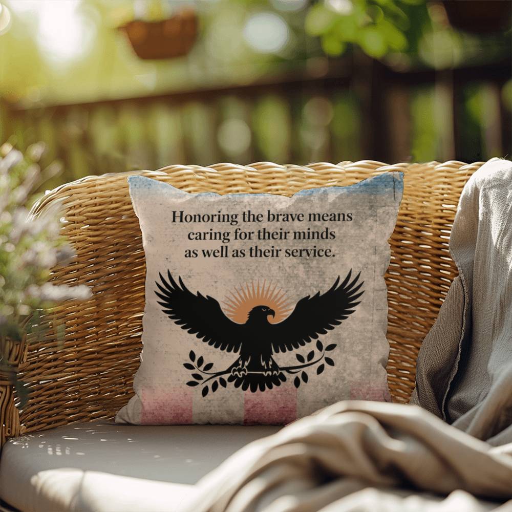 Honoring The Brave Indoor/Outdoor Pillow: Resilient Comfort - Mental Health & Memorial Tribute