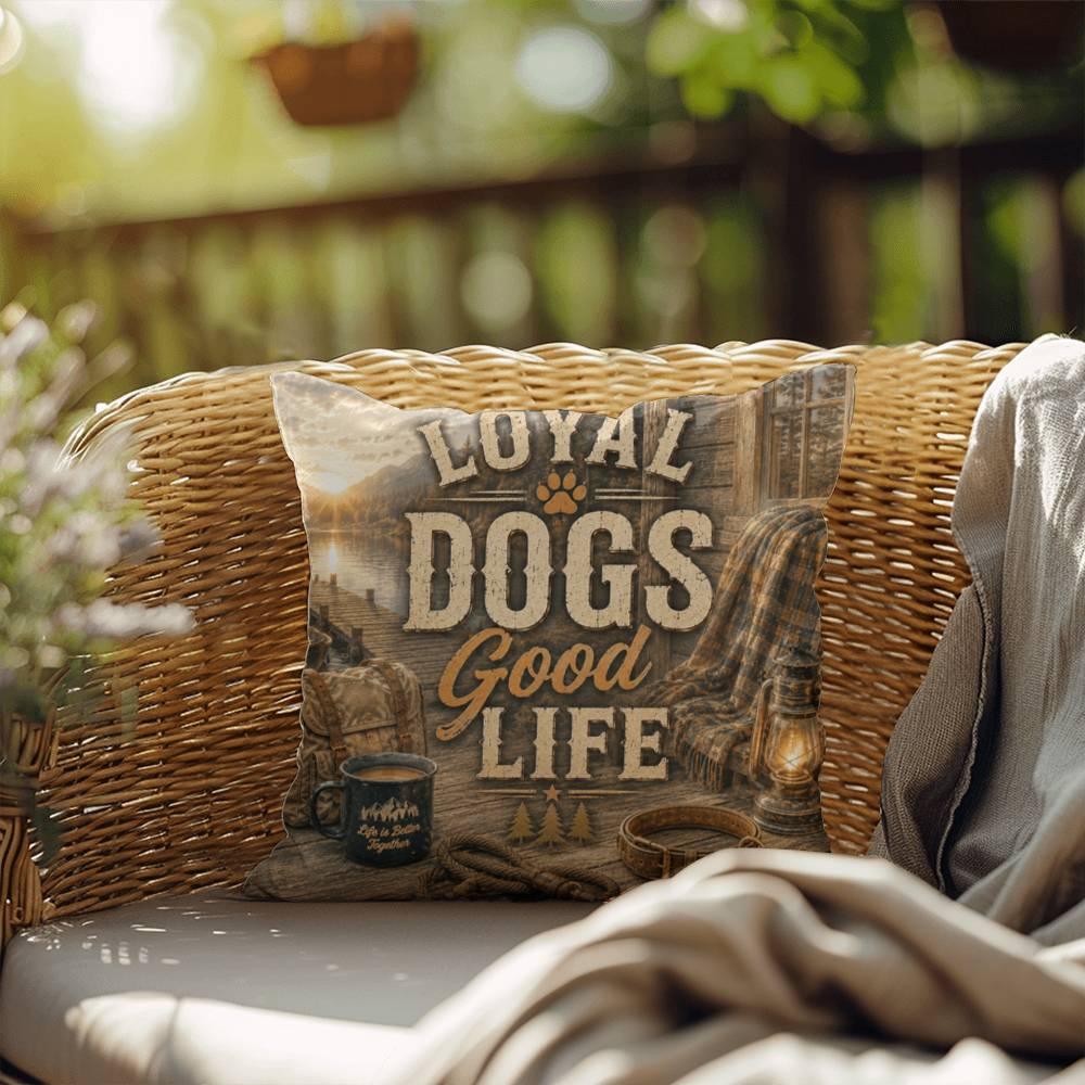Shop our loyal dogs good life throw pillow featuring the 20" x 20" style option from MySisterIsASurvivor.