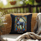 Doberman Pinscher (Blue & Rust) Indoor/Outdoor Pillow - Personalized Stained Glass Dog Tribute & Comfort Gift