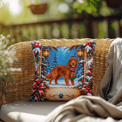 Golden Retriever (Red Field Coat) - Personalized Winter Forest Pillow, Custom Dog Name Gift