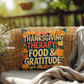 Thanksgiving Therapy: Food & Gratitude throw pillow with mindfulness quote and cozy fall décor