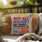 Not All Wounds Are Visible personalized PTSD support pillow for veterans, Memorial Day tribute, and military families