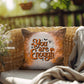 Indoor/outdoor pillow with “You Are Enough” promoting self-love and mental health